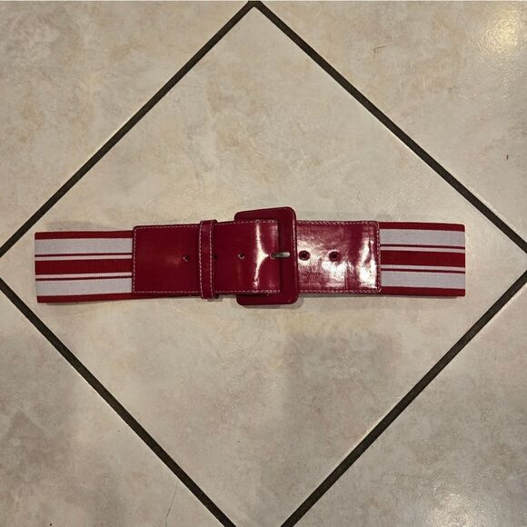 Express Red and White Women's Belt - Picture 1 of 8